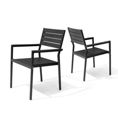 Aluminum Stackable Outdoor Dining Chairs with Armrests, Set of 2