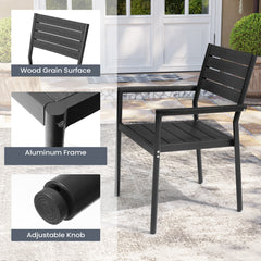 Aluminum Stackable Outdoor Dining Chairs with Armrests, Set of 2