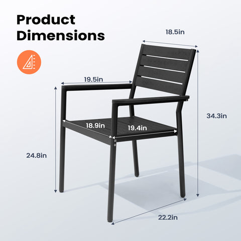 Pellebant Aluminum Stackable Outdoor Dining Chairs with Armrests Set of 2