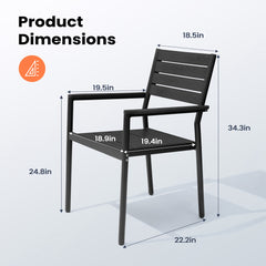 Aluminum Stackable Outdoor Dining Chairs with Armrests, Set of 2
