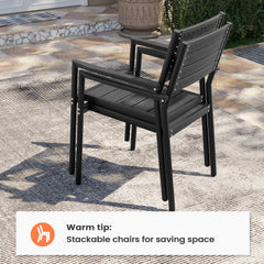 Aluminum Stackable Outdoor Dining Chairs with Armrests, Set of 2