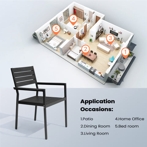 Pellebant Aluminum Stackable Outdoor Dining Chairs with Armrests Set of 2