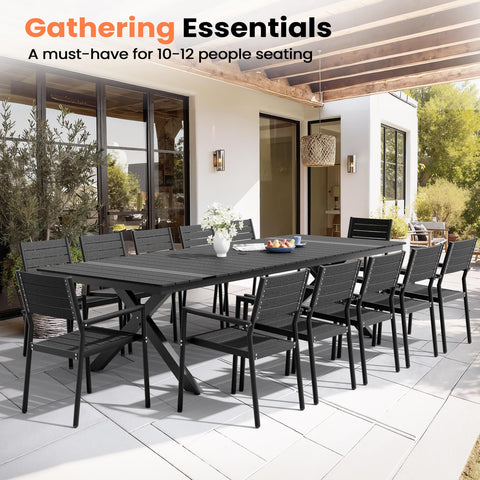 Pellebant Aluminum Outdoor Patio Dining Table with Umbrella Hole