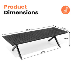 X-Leg Aluminum Outdoor Patio Dining Table with Umbrella Hole