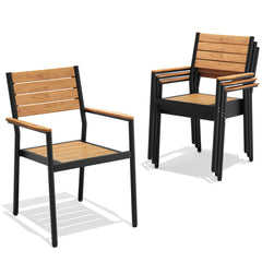 Aluminum Stackable Outdoor Dining Chairs with Armrests, Set of 2/4
