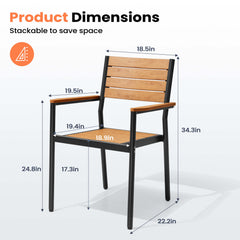 Aluminum Stackable Outdoor Dining Chairs with Armrests, Set of 2/4