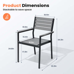 Aluminum Stackable Outdoor Dining Chairs with Armrests, Set of 2/4