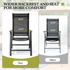 Aluminum Outdoor Folding Dining Chairs with Textilene Mesh Seat, Set of 2