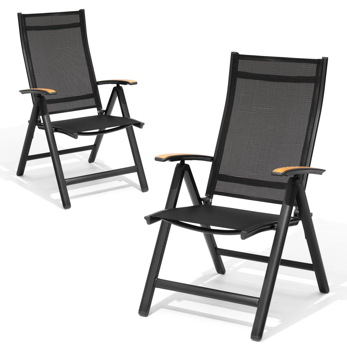 Pellebant Aluminum Outdoor Folding Dining Chairs Set of 2 with Textilene Mesh Seat