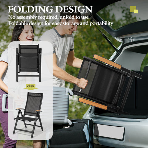 Pellebant Aluminum Outdoor Folding Dining Chairs Set of 2 with Textilene Mesh Seat