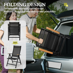 Aluminum Outdoor Folding Dining Chairs with Textilene Mesh Seat, Set of 2