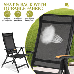 Aluminum Outdoor Folding Dining Chairs with Textilene Mesh Seat, Set of 2