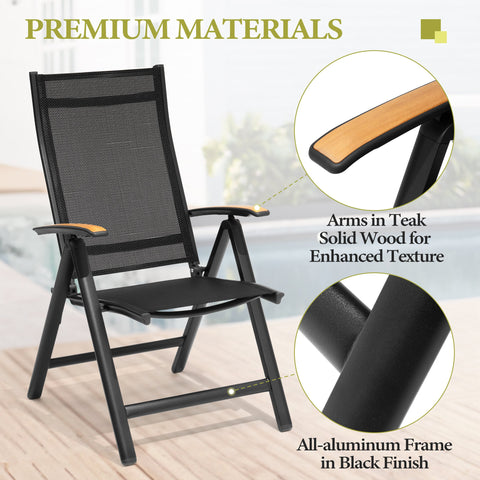 Pellebant Aluminum Outdoor Folding Dining Chairs Set of 2 with Textilene Mesh Seat