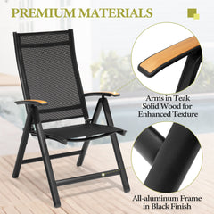 Aluminum Outdoor Folding Dining Chairs with Textilene Mesh Seat, Set of 2