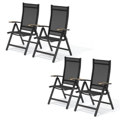 Aluminum Outdoor Folding Dining Chairs with Textilene Mesh Seat, Set of 2/4
