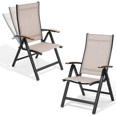 Aluminum Outdoor Folding Dining Chairs with Textilene Mesh Seat, Set of 2