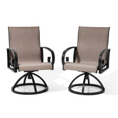 Aluminum Outdoor Swivel Dining Chairs with Sunbrella Fabric, Set of 2