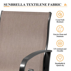 Aluminum Outdoor Swivel Dining Chairs with Sunbrella Fabric, Set of 2