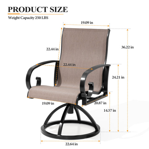 Pellebant Aluminum Outdoor Swivel Dining Chairs Set of 2 with Sunbrella Fabric