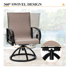 Aluminum Outdoor Swivel Dining Chairs with Sunbrella Fabric, Set of 2