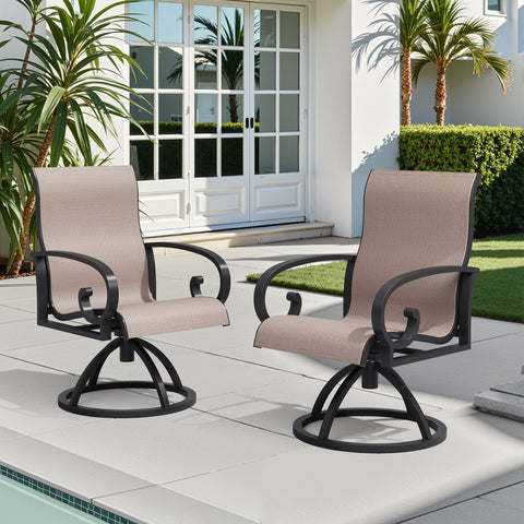 Pellebant Aluminum Outdoor Swivel Dining Chairs Set of 2 with Sunbrella Fabric