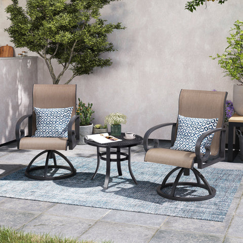 Pellebant Aluminum Outdoor Swivel Dining Chairs Set of 2 with Sunbrella Fabric