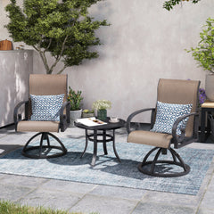Aluminum Outdoor Swivel Dining Chairs with Sunbrella Fabric, Set of 2