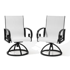 Aluminum Outdoor Swivel Dining Chairs with Sunbrella Fabric, Set of 2