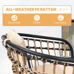 Rattan Outdoor Patio Dining Chairs with Cushions and Armrests, Set of 2