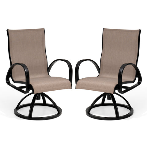 Pellebant Aluminum Outdoor Swivel Dining Chairs Set of 2 with Sunbrella Fabric