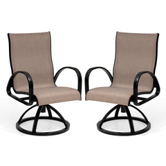 Aluminum Outdoor Swivel Dining Chairs with Sunbrella Fabric, Set of 2