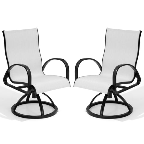Pellebant Aluminum Outdoor Swivel Dining Chairs Set of 2 with Sunbrella Fabric