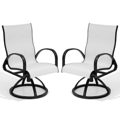 Aluminum Outdoor Swivel Dining Chairs with Sunbrella Fabric, Set of 2