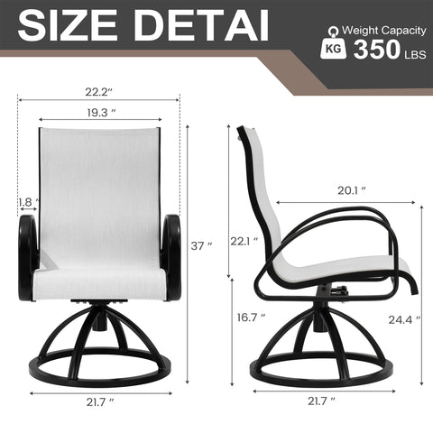 Pellebant Aluminum Outdoor Swivel Dining Chairs Set of 2 with Sunbrella Fabric