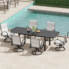 Aluminum Outdoor Swivel Dining Chairs with Sunbrella Fabric, Set of 2