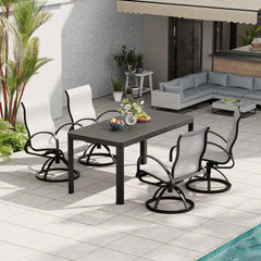 Aluminum Outdoor Swivel Dining Chairs with Sunbrella Fabric, Set of 2