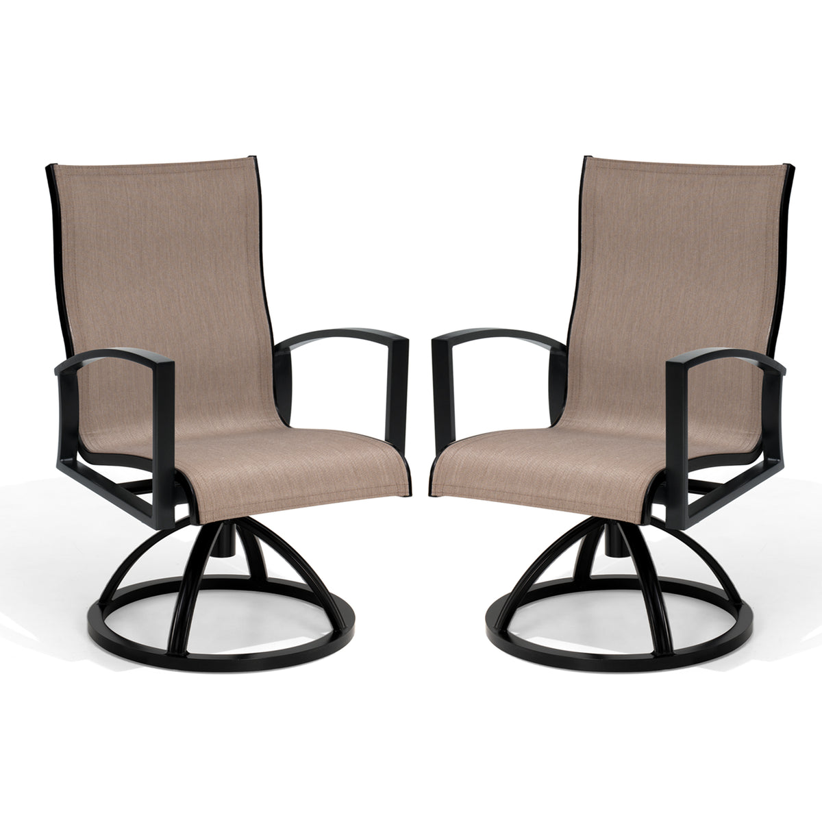 Aluminum Outdoor Swivel Rocking Dining Chairs with Sunbrella Cushions, Set of 2