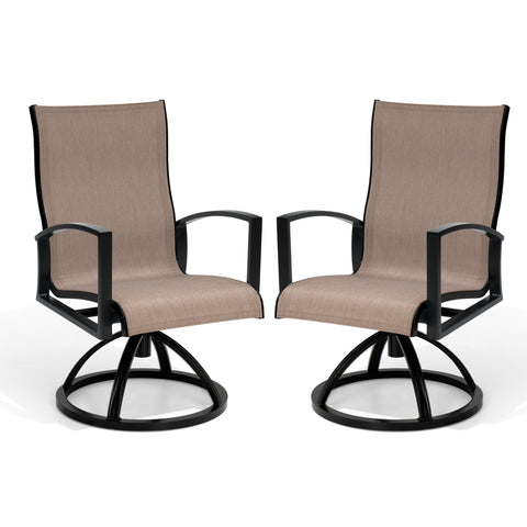 Aluminum Outdoor Swivel Rocking Dining Chairs with Sunbrella Cushions, Set of 2