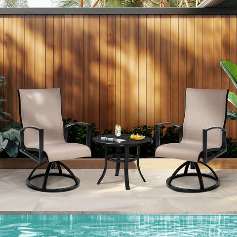 Aluminum Outdoor Swivel Rocking Dining Chairs with Sunbrella Cushions, Set of 2
