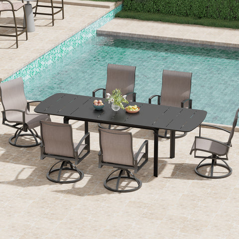 Aluminum Outdoor Swivel Rocking Dining Chairs with Sunbrella Cushions, Set of 2