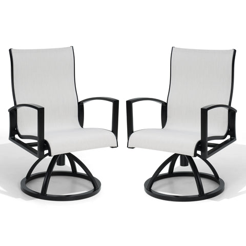 Aluminum Outdoor Swivel Rocking Dining Chairs with Sunbrella Cushions, Set of 2