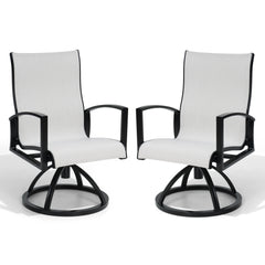 Aluminum Outdoor Swivel Rocking Dining Chairs with Sunbrella Cushions, Set of 2