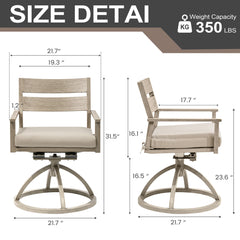 Aluminum Swivel Rocking Dining Chair Set of 2 with Sunbrella Cushions