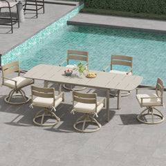 Aluminum Swivel Rocking Dining Chair Set of 2 with Sunbrella Cushions