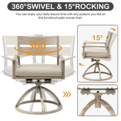 Aluminum Swivel Rocking Dining Chair Set of 2 with Sunbrella Cushions