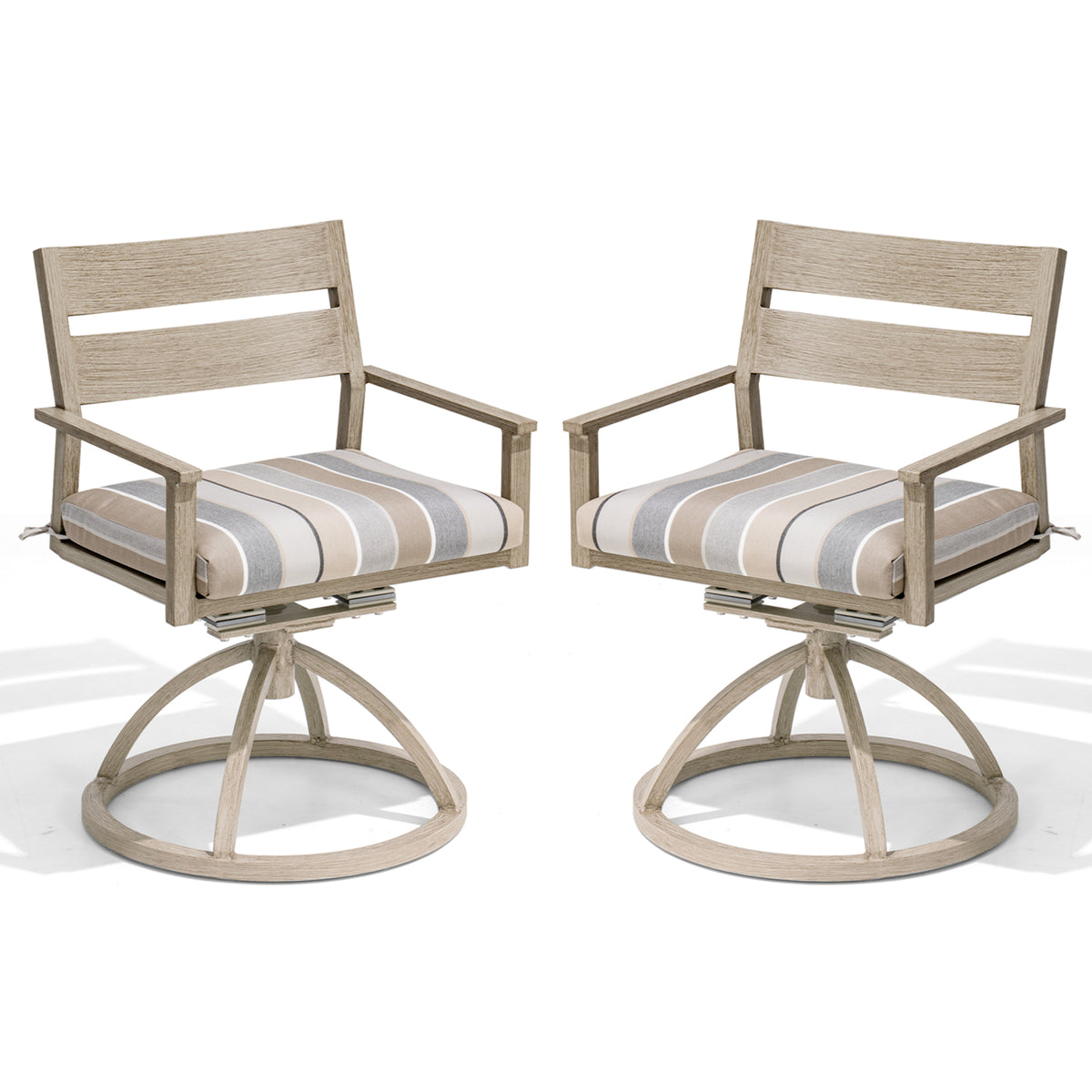 Aluminum Swivel Rocking Dining Chair Set of 2 with Sunbrella Cushions