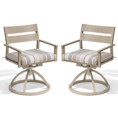 Aluminum Swivel Rocking Dining Chair Set of 2 with Sunbrella Cushions