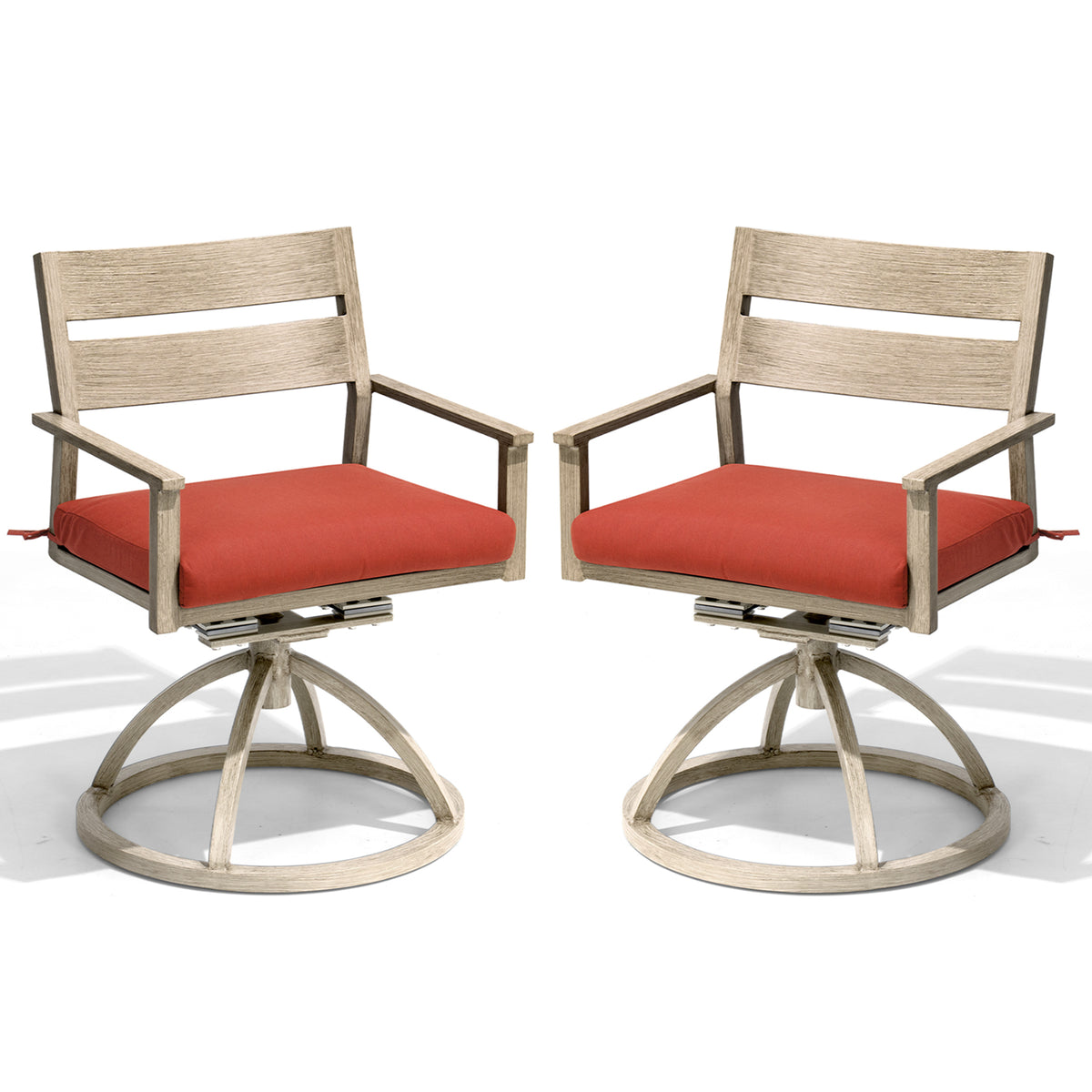 Aluminum Swivel Rocking Dining Chair Set of 2 with Sunbrella Cushions