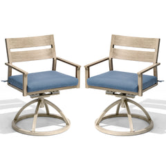 Aluminum Swivel Rocking Dining Chair Set of 2 with Sunbrella Cushions