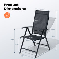 Pellebant Outdoor Folding Adjustable Dining Chair Set of 2